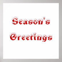 Season's Greetings. Red and White. Custom Print