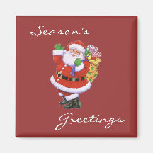 Season's Greetings Santa Magnet