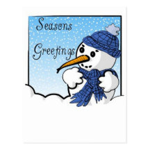Seasons Greetings Snowman Postcard