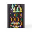 Season's Greetings Stained Glass Picture Card