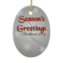 Season's Greetings with Snowflakes on Silver