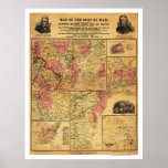 Seat Of Civil War Map 1862 Print