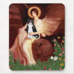 Seated Angel - Black and White Cat mousepads