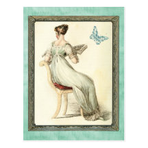 Seated Regency Lady - Turquoise Wens Kaart