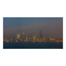 Seattle Skyline At Dusk. Photo Art