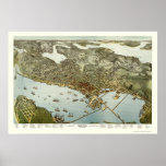 Seattle, WA Panoramic Map - 1891 Posters