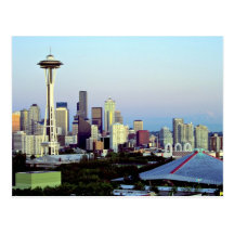 Seattle with Mount Rainier, Washington State, U.S. Post Card