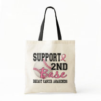 Second Base 14 Breast Cancer Tote Bags