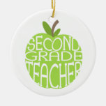 Second Grade Teacher Green Apple Ornament