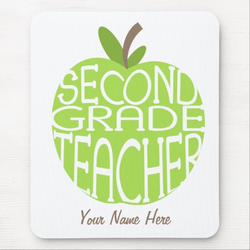 Second Grade Teacher Mousepad - Green Apple