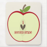 Second Grade Teacher Mousepad - Red Apple Half