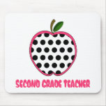 Second Grade Teacher Polka Dot Apple Mousepads