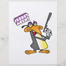 secret agent penguin cartoon character flyers