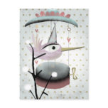 Secret musical carrousel bird postcard