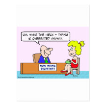 secretary businessman hiring typing overrated postcards