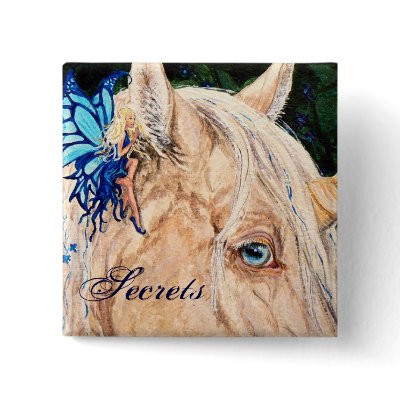 Secrets Unicorn and Fairy Fantasy button by Fine_Art_of_Morgane