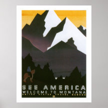 See America Welcome to Montana (white) Poster