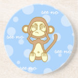 See No Evil - Cute Monkey Cartoon Drink Coaster