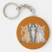 See No Hear No Speak No Evil Cats Keychain