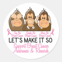 See Speak Hear No Breast Cancer 2 Stickers
