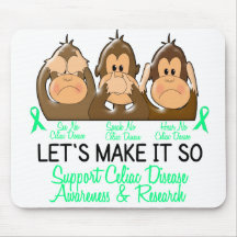 See Speak Hear No Celiac Disease 2 Mouse Pads