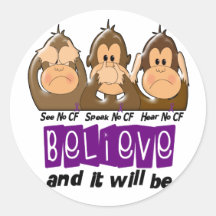 See Speak Hear No Cystic Fibrosis 3 Sticker