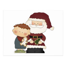seeing santa boy tot postcards