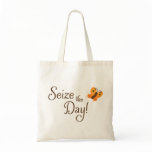 Seize the day motivational tote bag with butterfly