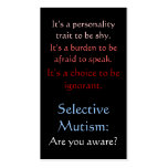 Selective Mutism Awareness business cards