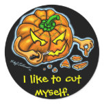 Self-Carving Jack-o-lantern round sticker