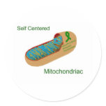 self centered mitochondriac round stickers