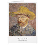 Self Portrait with a Straw Hat by Vincent van Gogh Greeting Card