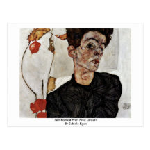 Self-Portrait With Fruit Lantern By Schiele Egon Post Card