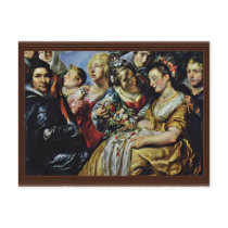 Self Portrait With His Family And Father-In-Law, A Postcard
