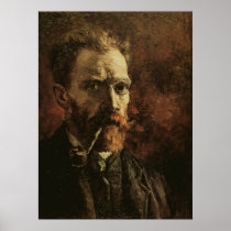 Self-Portrait with Pipe, Vincent van Gogh Print