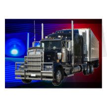 SEMI TRACTOR TRAILER WITH POLICE LIGHTS BACKGROUND CARD