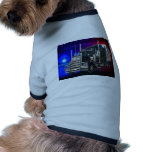 SEMI TRACTOR TRAILER WITH POLICE LIGHTS BACKGROUND DOGGIE SHIRT