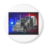 SEMI TRACTOR TRAILER WITH POLICE LIGHTS BACKGROUND MAGNETS