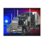 SEMI TRACTOR TRAILER WITH POLICE LIGHTS BACKGROUND POSTCARD