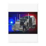 SEMI TRACTOR TRAILER WITH POLICE LIGHTS BACKGROUND POSTCARDS