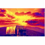 Semi-truck and sunset, California photo sculptures