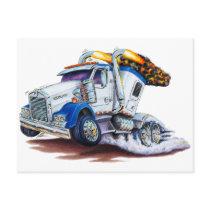 Semi Truck with Sleepercab Post Card