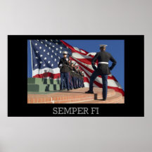 Semper Fi - Rifle Squad and flag Print