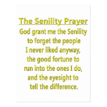 Senility Prayer Postcard