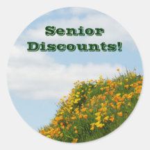 Senior Discounts! stickers labels Blue Sky Clouds