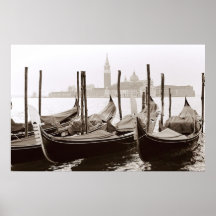 Sepia Gondolas Poster