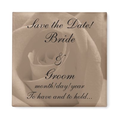 Sepia Rose Save the Date! Magnets by SweetRascal