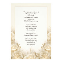 Sepia Roses 50th Anniversary Dinner Invitation