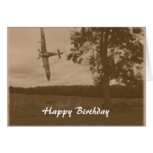 Sepia Spitfire Happy Birthday Card