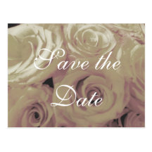 Sepia Vintage-look Roses Save-the-date postcard